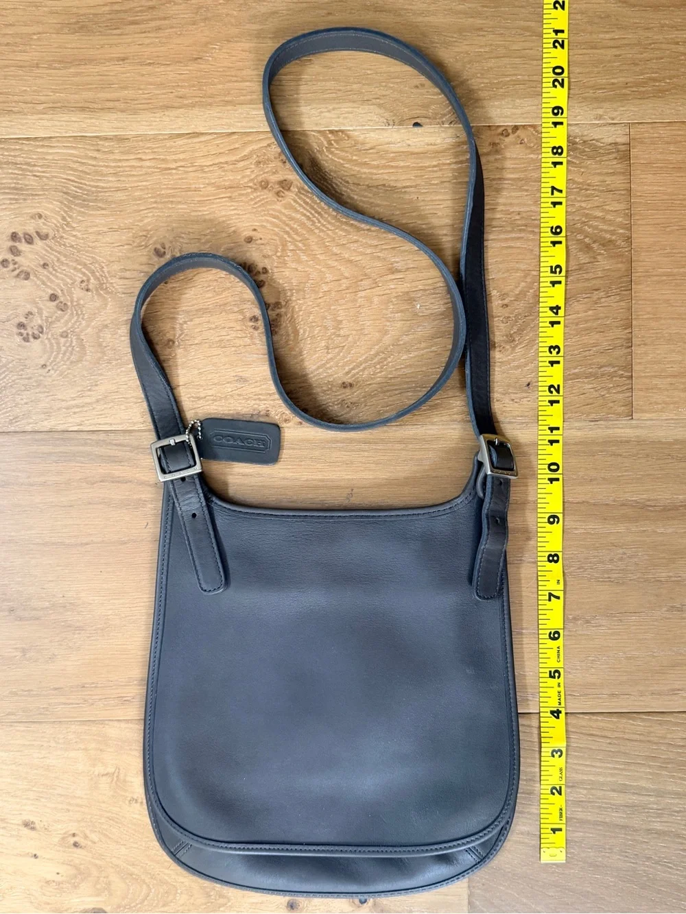 VTG Coach 90s Hippie Flap Bag Leather Small Slim Crossbody Slate/Brown 9135 EUC